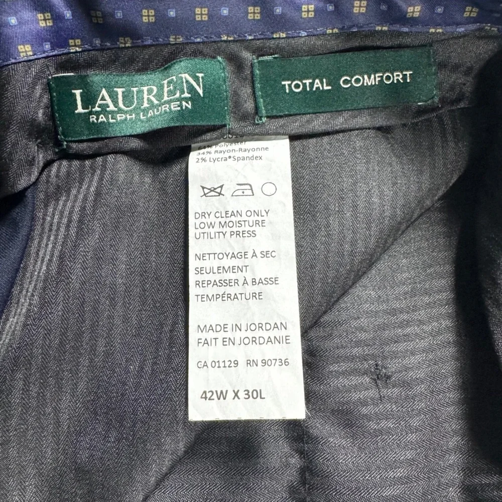 Lauren Ralph Lauren Dress Pants Mens 42x30 Navy Blue Excellent Total Comfort